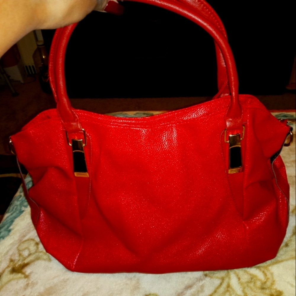 Soft Faux Leather Red Purse